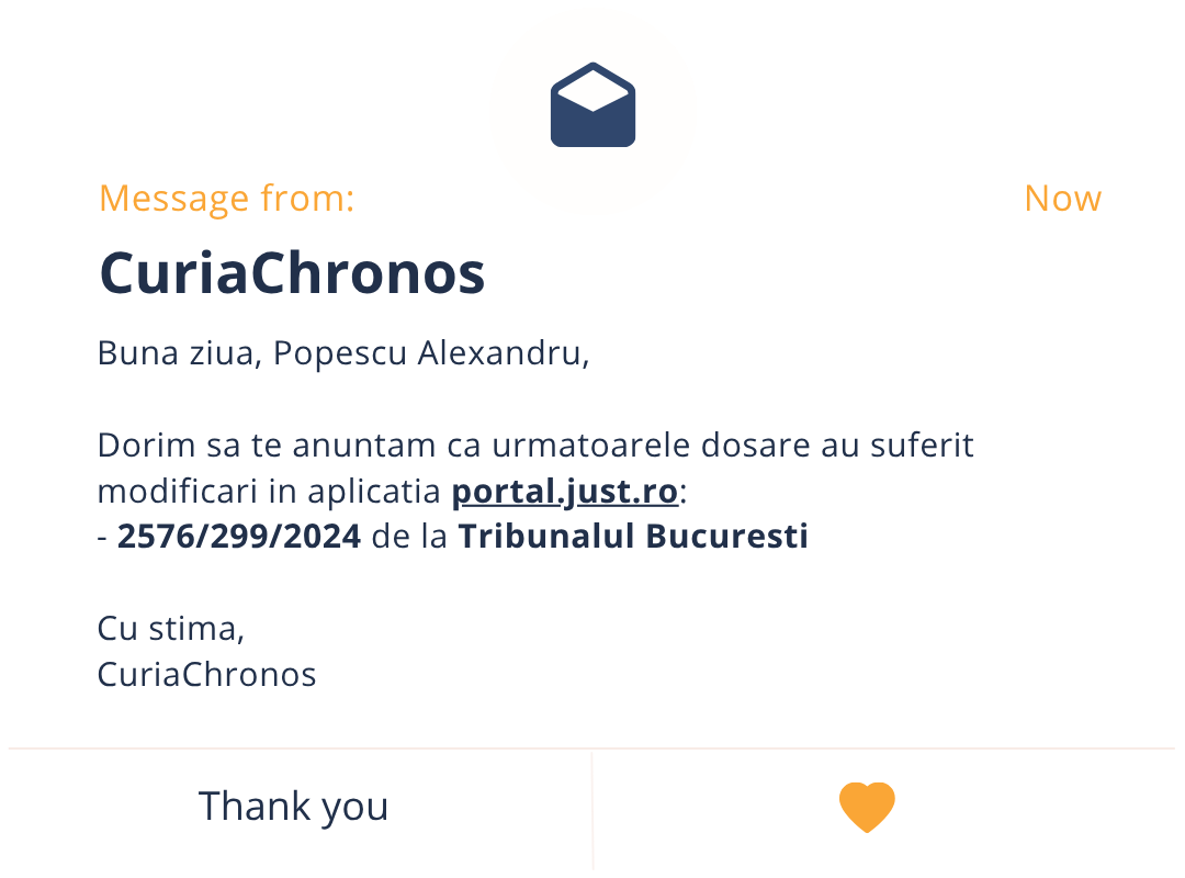 Exemplu de notificare prin email